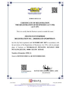 SSM Sijil Pendaftaran Perniagaan